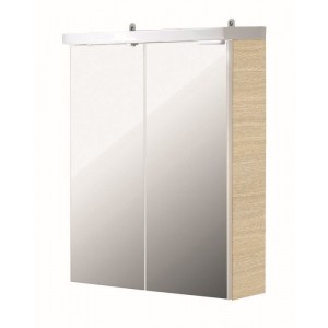 Kúpeľne Ptáček - CONCEPT 50 NEW zrkadlová skrinka 52,4x25x62,8cm, so  zásuvkou a vypínačom, biela/bielený dub