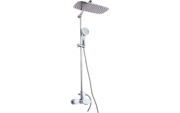 Kúpeľne Ptáček - EASY sprchový set s batériou, hlavová sprcha 40x23, 5cm, 5  prúdov, chróm