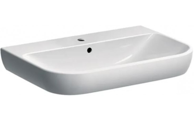 Kúpeľne Ptáček - GEBERIT SMYLE klasické umývadlo 700x480x170mm, s otvorom,  s prepadom, biela