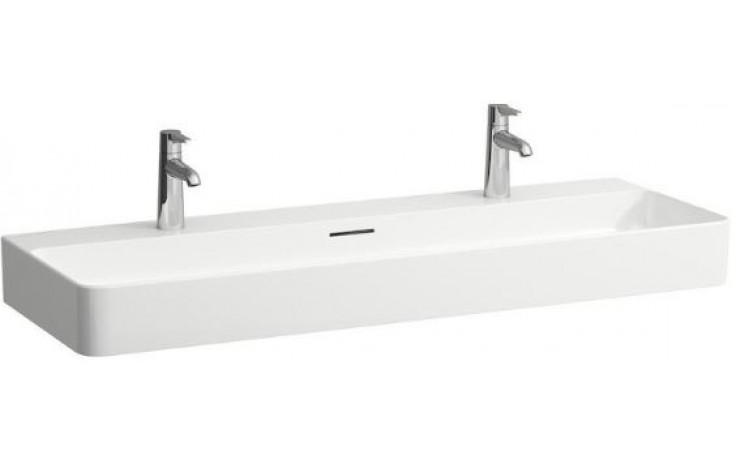 Kúpeľne Ptáček - LAUFEN VAL umývadlo 1200x420x115mm, s 2 otvormi pre batérie,  s prepadom, biela