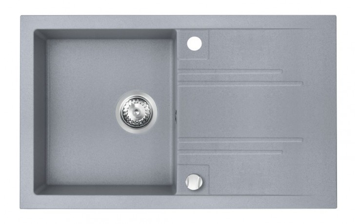 Kúpeľne Ptáček - NOVASERVIS granitový drez 780x480 mm, otočný, 2 otvory,  odkvapkávač, šedá
