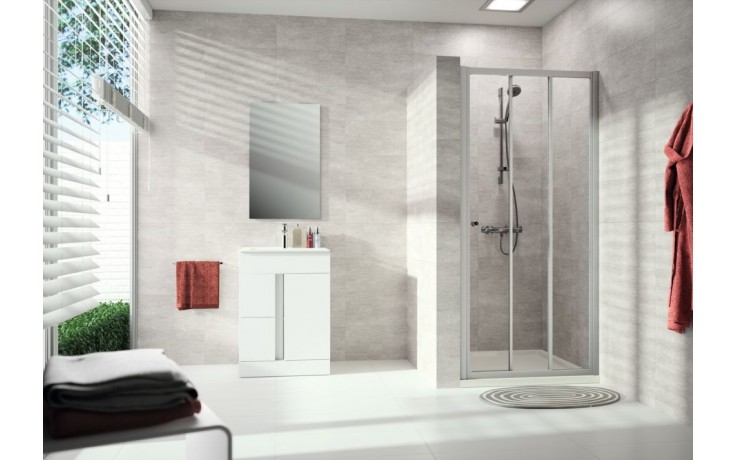 Kúpeľne Ptáček - CONCEPT 100 NEW sprchové dvere 800x1900mm posuvné,  2-dielne, s pevným segmentom, strieborná matná/číre sklo s AP