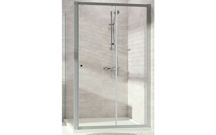 Kúpeľne Ptáček - CONCEPT 100 NEW sprchové dvere 1400x1900mm posuvné,  1-dielne, s pevným segmentom, strieborná matná/číre sklo s AP
