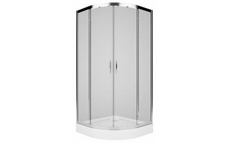 Kúpeľne Ptáček - KOLO REKORD sprchový kút 800x800x1850mm, štvrťkruhový,  posuvné dvere, strieborná lesklá/číre sklo