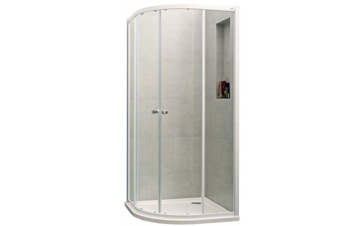 Kúpeľne Ptáček - CONCEPT 100 sprchovací kút 800x800x1900mm štvrťkruh, 4  dielny, strieborná pololesklá/číre sklo s AP