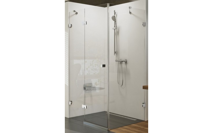 Kúpeľne Ptáček - RAVAK BRILLIANT BSDPS 90L sprchovací kút 90x90 cm, vstup  spredu, krídlové dvere, ľavý, chróm / sklo transparent