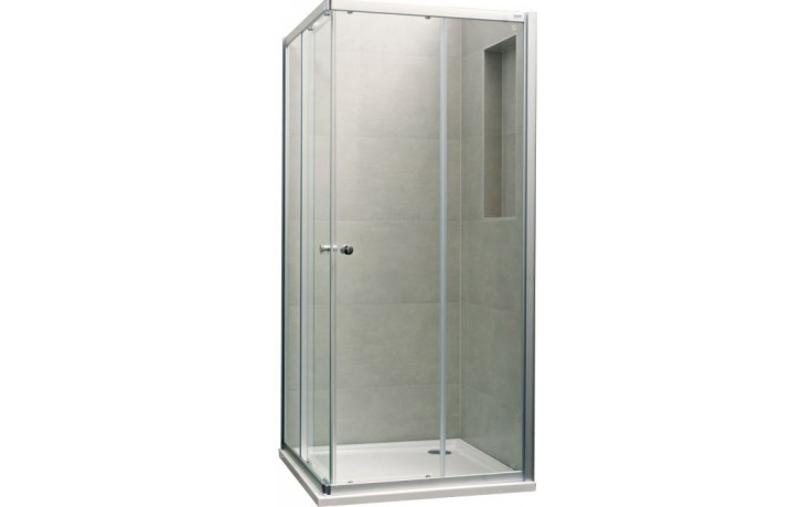 Kúpeľne Ptáček - CONCEPT 100 NEW sprchovací kút 800x800x1900mm štvorec, 4  dielny, strieborná matná/číre sklo s AP