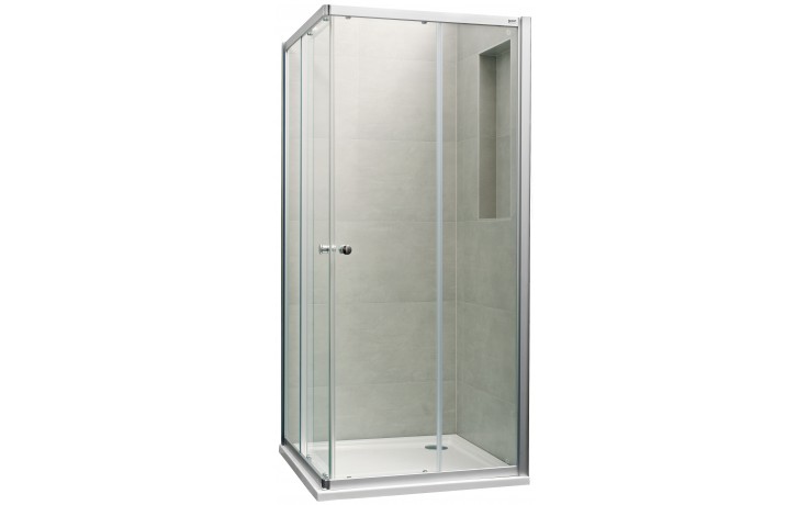 Kúpeľne Ptáček - CONCEPT 100 NEW sprchovací kút 900x900x1900mm štvorec, 4  dielny, strieborná matná/číre sklo s AP