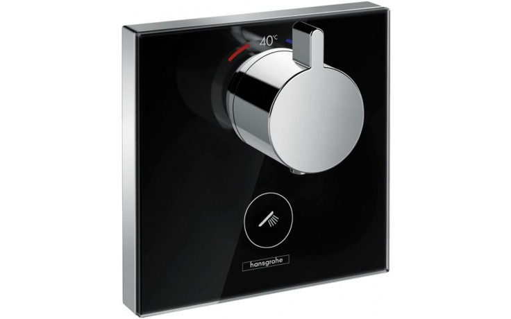 Kúpeľne Ptáček - HANSGROHE SHOWERSELECT GLASS sprchová batéria 156x156mm,  podomietková, termostatická, vrchný diel, čierna/chróm