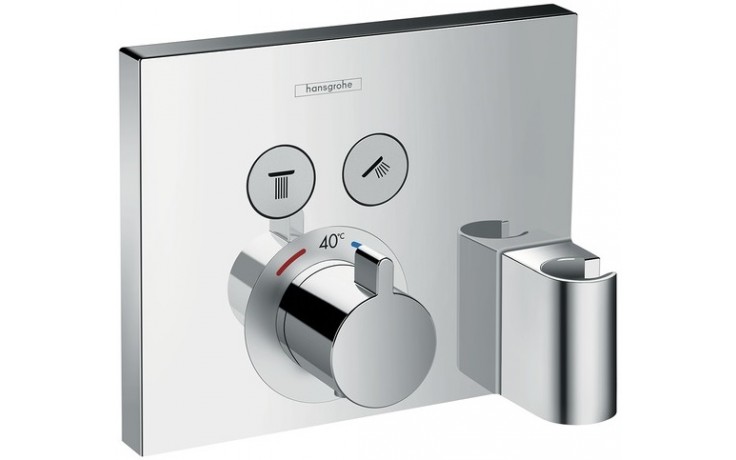 Kúpeľne Ptáček - HANSGROHE SHOWER SELECT podomietková termostatická batéria,  pre 2 spotrebiče, s pripojením pre hadicu as držiakom, chróm