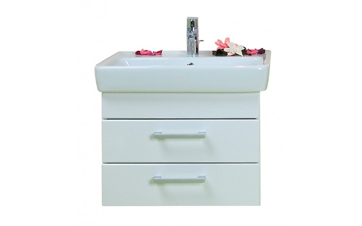 Kúpeľne Ptáček - CONCEPT 200 skrinka pod umývadlo 54,5x43,4x39,2cm závesná  s 2 zásuvkami, biela/biela
