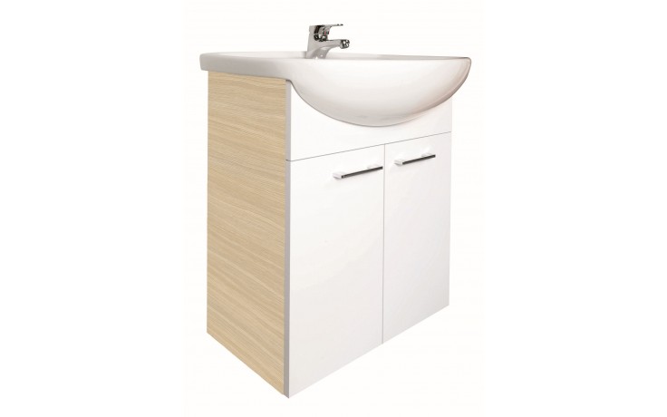 Kúpeľne Ptáček - CONCEPT 50 NEW skrinka pod umývadlo 51x31,5x72cm, biela/bielený  dub