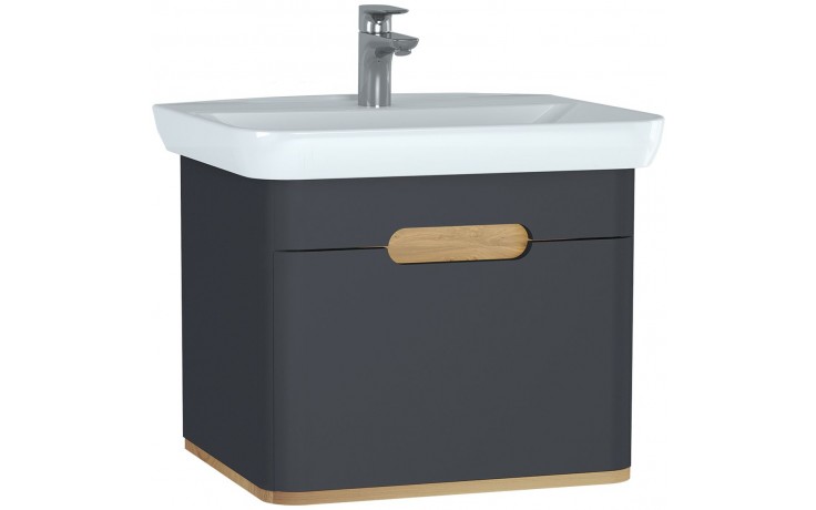 Kúpeľne Ptáček - VITRA SENTO skrinka s umývadlom 65x50cm, s osvetlením,  antracite mat