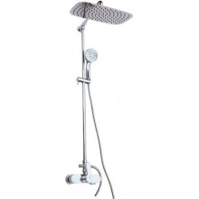 EASY sprchový set s batériou, hlavová sprcha, ručná sprcha s 5 prúdmi, teleskopická tyč, hadica, chróm