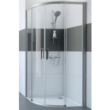 HÜPPE CLASSICS 2 sprchovací kút 90x90 cm, R500, posuvné dvere, pololesklá strieborná/číre sklo