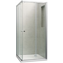 CONCEPT 100 sprchový kút 90x90 cm, rohový vstup, posuvné dvere, strieborná matná/sklo číre