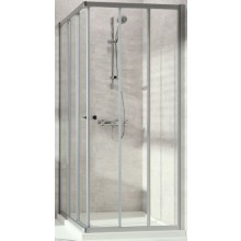 CONCEPT 100 sprchový kút 90x90 cm, rohový vstup, posuvné dvere, 6-dielny, biela/sklo číre
