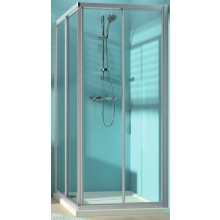 CONCEPT 70 sprchový kút 80x80 cm, rohový vstup, posuvné dvere, strieborná matná/sklo číre