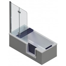 GKI DUOSETRF vaňa 170x80 cm, s dvierkami, so zástenou a sedadlom, s panelom na obloženie a rámom, akrylát