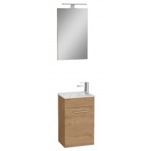 EASY PLUS nábytková zostava 390x298x596mm, skrinka s dvierkami, umývadlo, zrkadlo a LED osvetlenie, zlatý dub