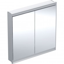 GEBERIT ONE zrkadlová skrinka vstavaná 90x90x15 cm, osvetlenie s reguláciou stmievania a teploty svetla, s vypínačom a el. zásuvkou, Bluetooth, eloxovaný hliník