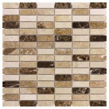 DUNIN TRAVERTINE + EMPERADOR mozaika 30,5x30,5(4,8x1,7)cm, lesk, beige
