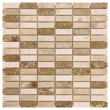 DUNIN TRAVERTINE + EMPERADOR mozaika 30,5x30,5(4,8x1,7)cm, lesk, beige