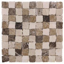 DUNIN TRAVERTINE + EMPERADOR mozaika 30,5x30,5(3,2x3,2)cm, mat, beige
